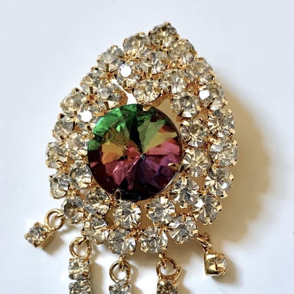 Vintage 80s Rhinestone Brooch - Picture 3 of 8